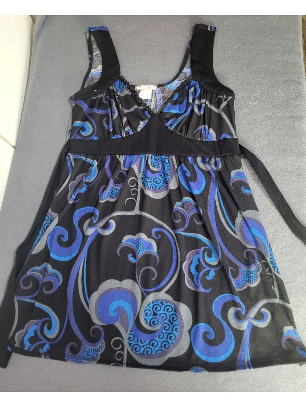 VTG Babydoll Whimsigoth Fairy Dark Romance Tie Back Swirl Top SZ L Vol.1